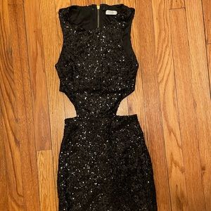 Tobi sequin black cutout mini dress size xs